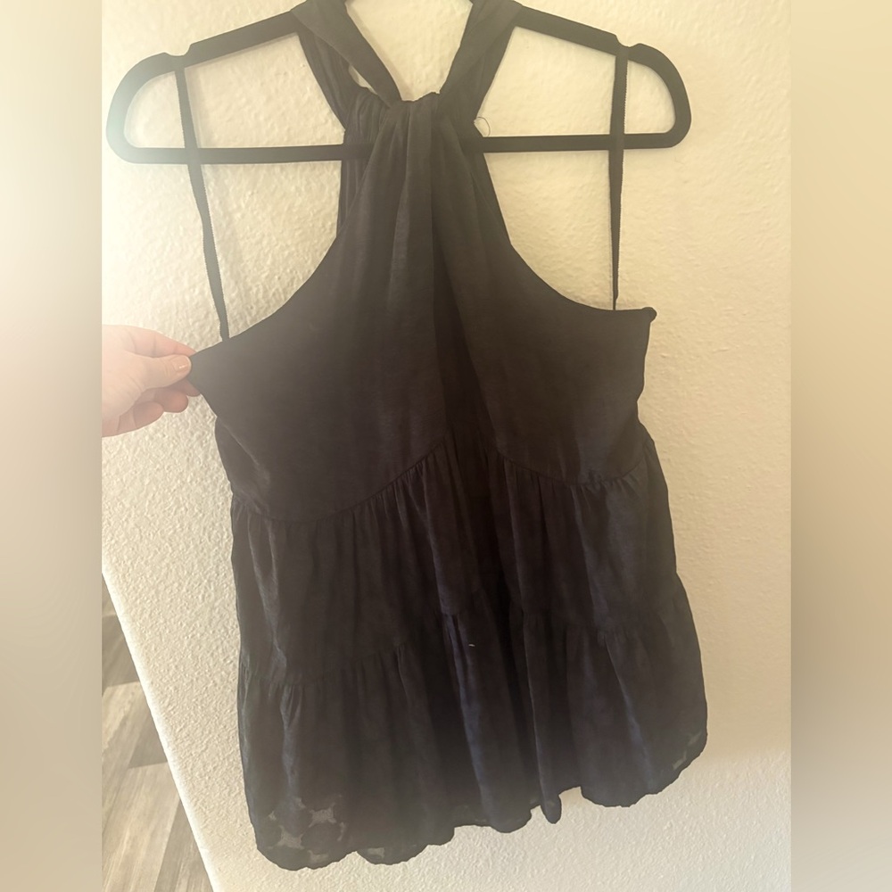 Anthropologie Black High Neck Tunic Top